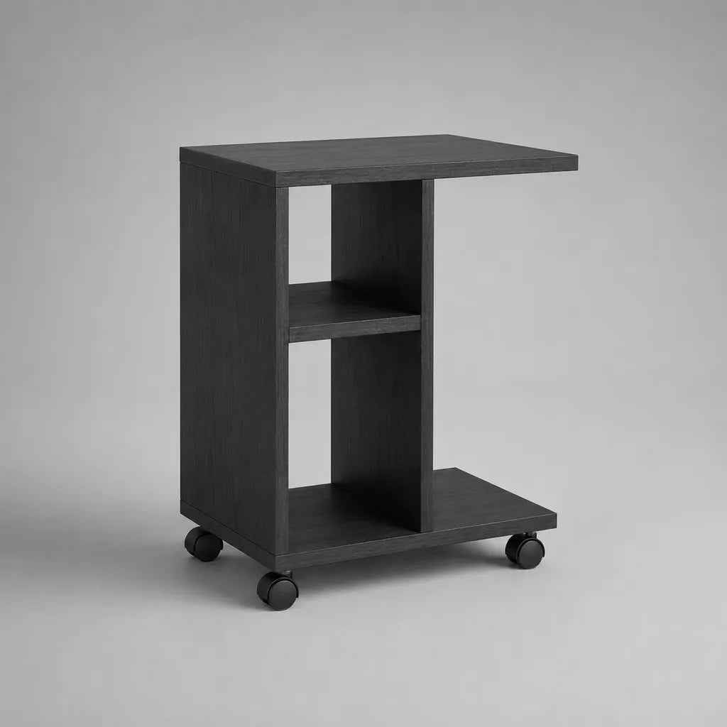 Rechteckiger Couchtisch auf Rollen aus melaminharzbeschichteter Spanplatte, Schwarz, 50 × 35 × 65 cm