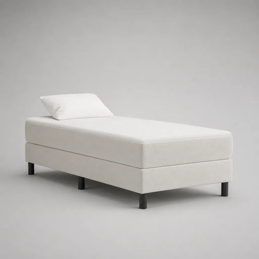Gepolstertes Einzelbett mit Kaltschaummatratze, Weiß/Schwarz, 90 × 200 cm