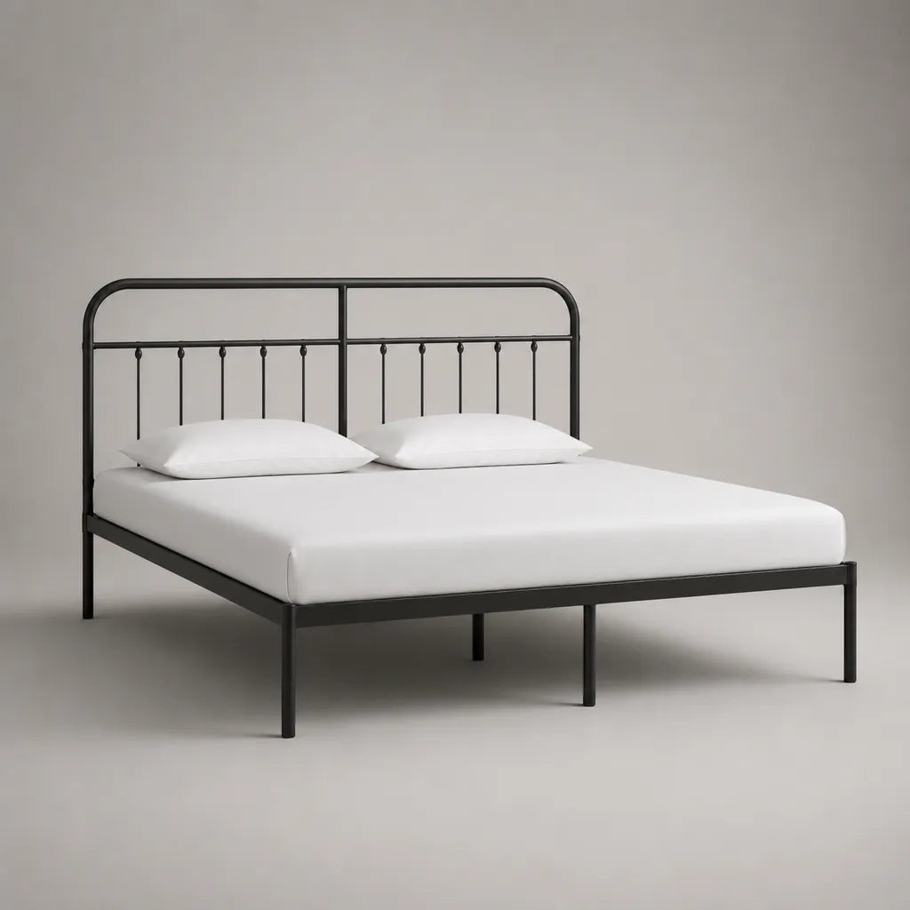 Metallbett aus Stahl, Schwarz, Doppelbett mit Liegefläche 160 × 200 cm